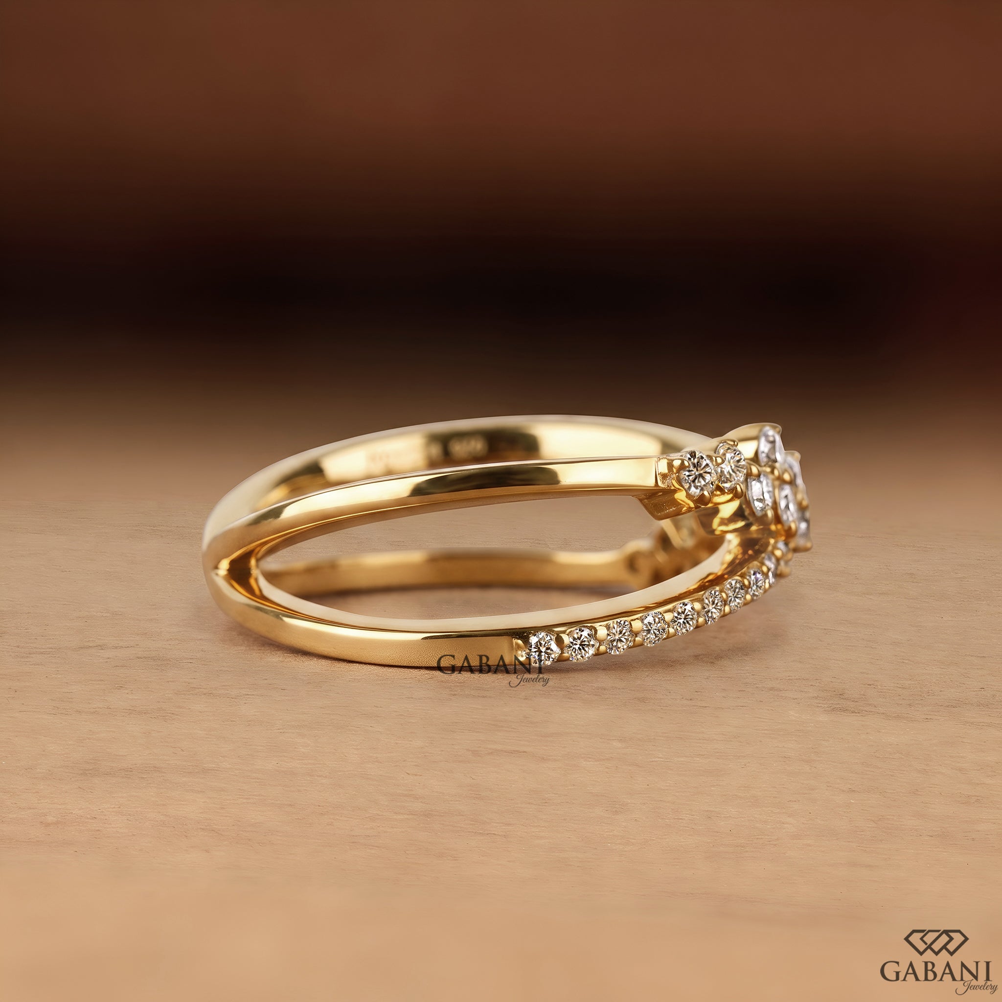 Criss Cross Lab Grown Diamond Band, X Cluster Ring