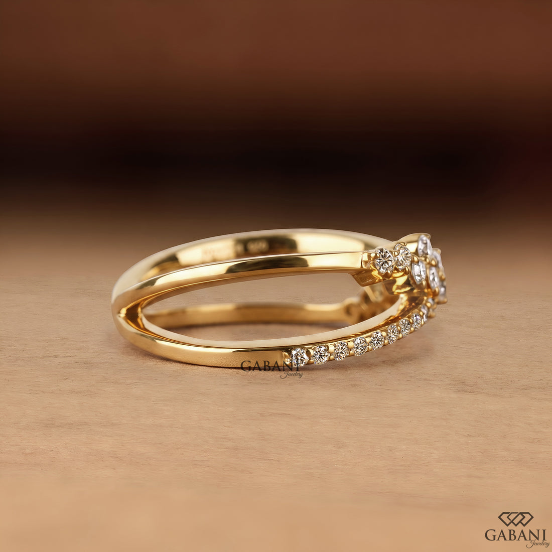 Criss Cross Lab Grown Diamond Band, X Cluster Ring