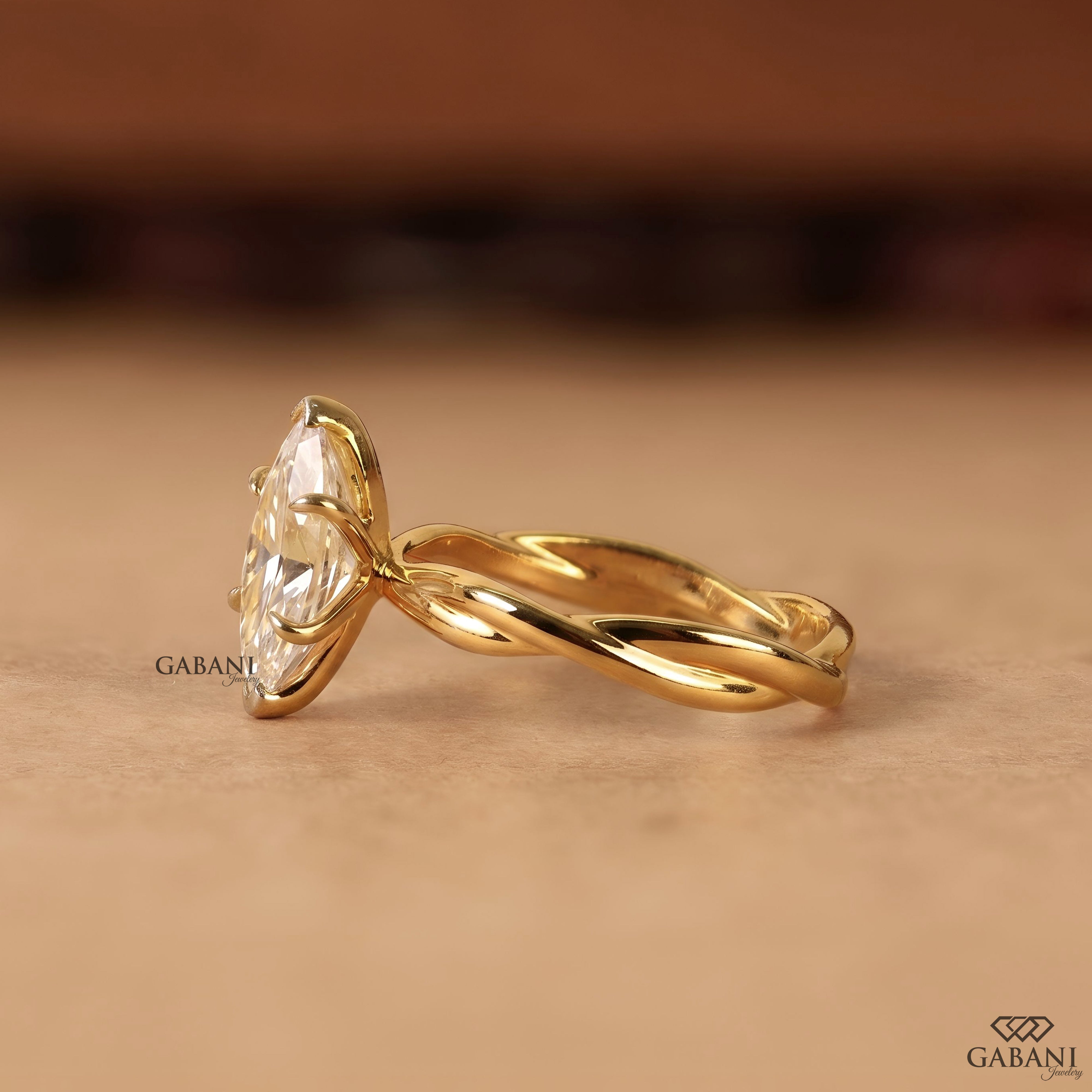 Marquise lab created diamond ring for women