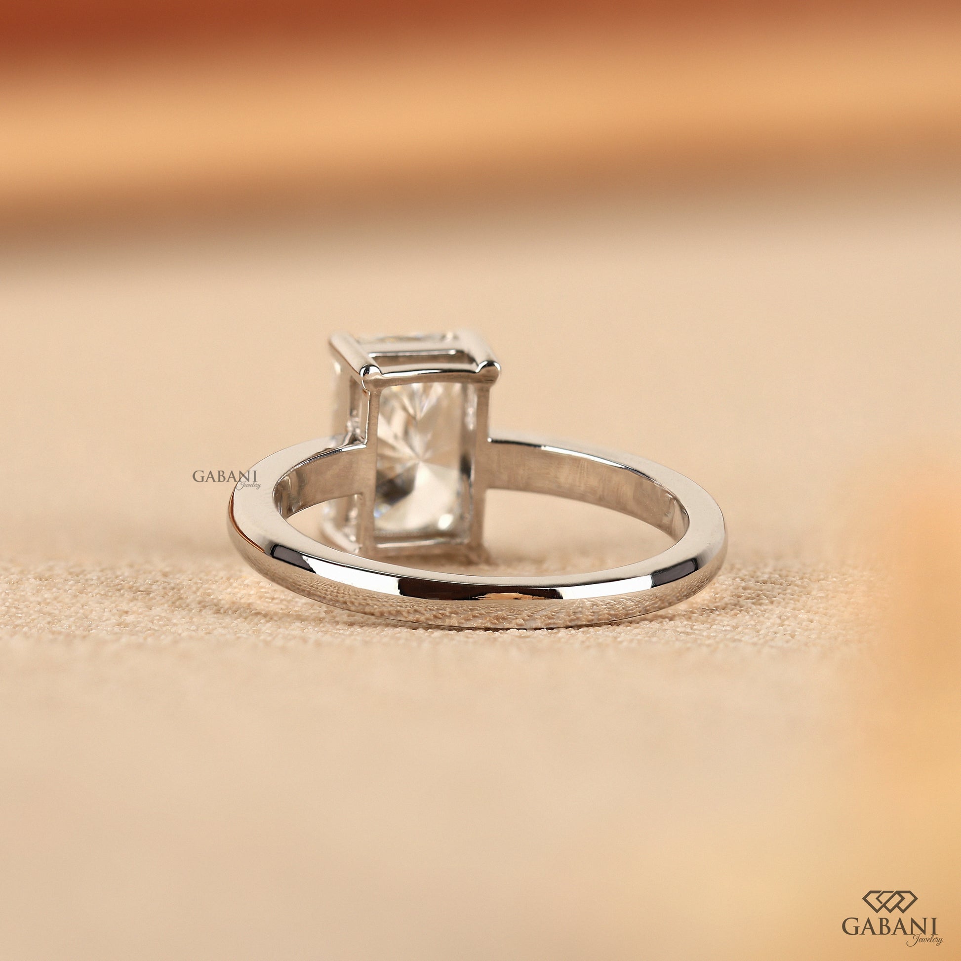 white gold solitaire ring featuring an igi certified radiant cut lab grown diamond