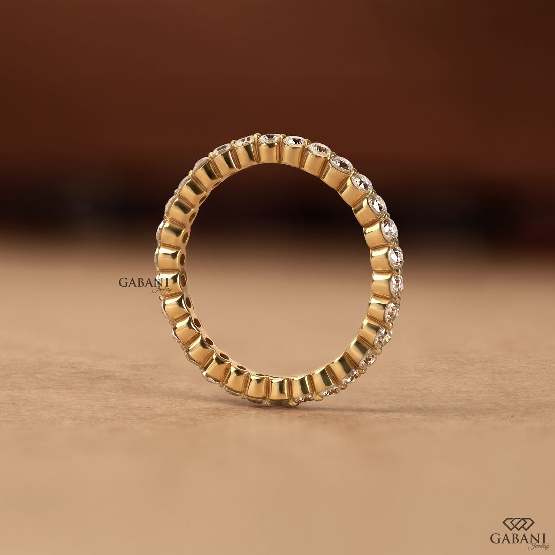 wedding band in solid yellow gold, stackable bridal and anniversary ring.