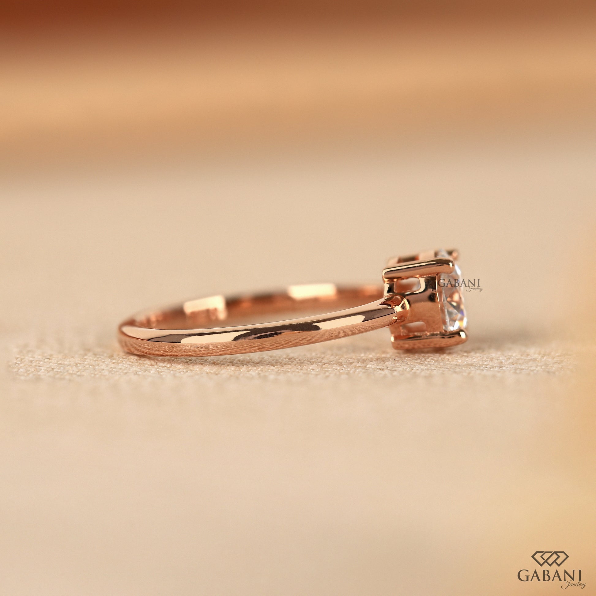 classic round cut lab grown diamond engagement ring in solid rose gold
