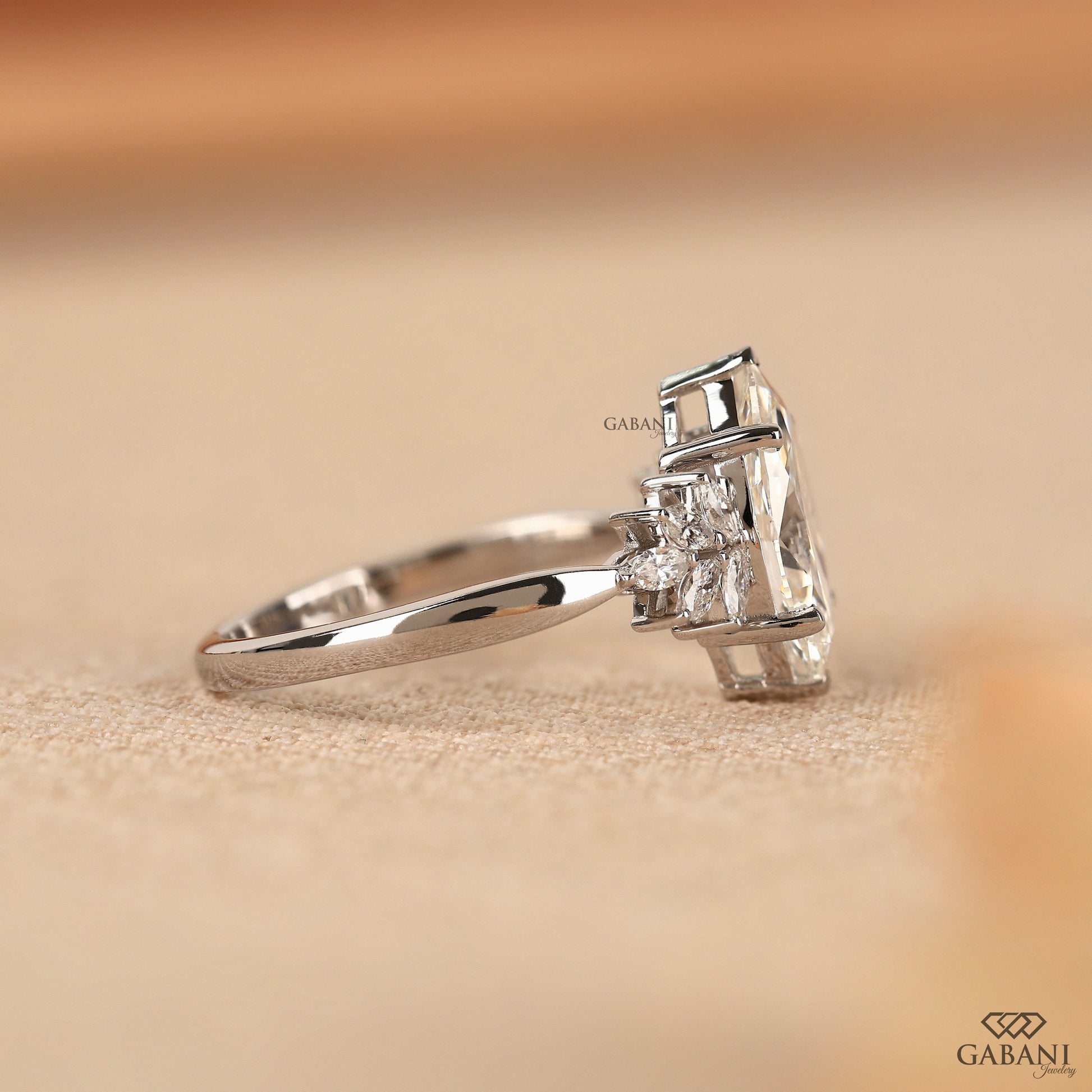 Ethical lab grown marquise diamond ring in white gold crafted for daily elegance