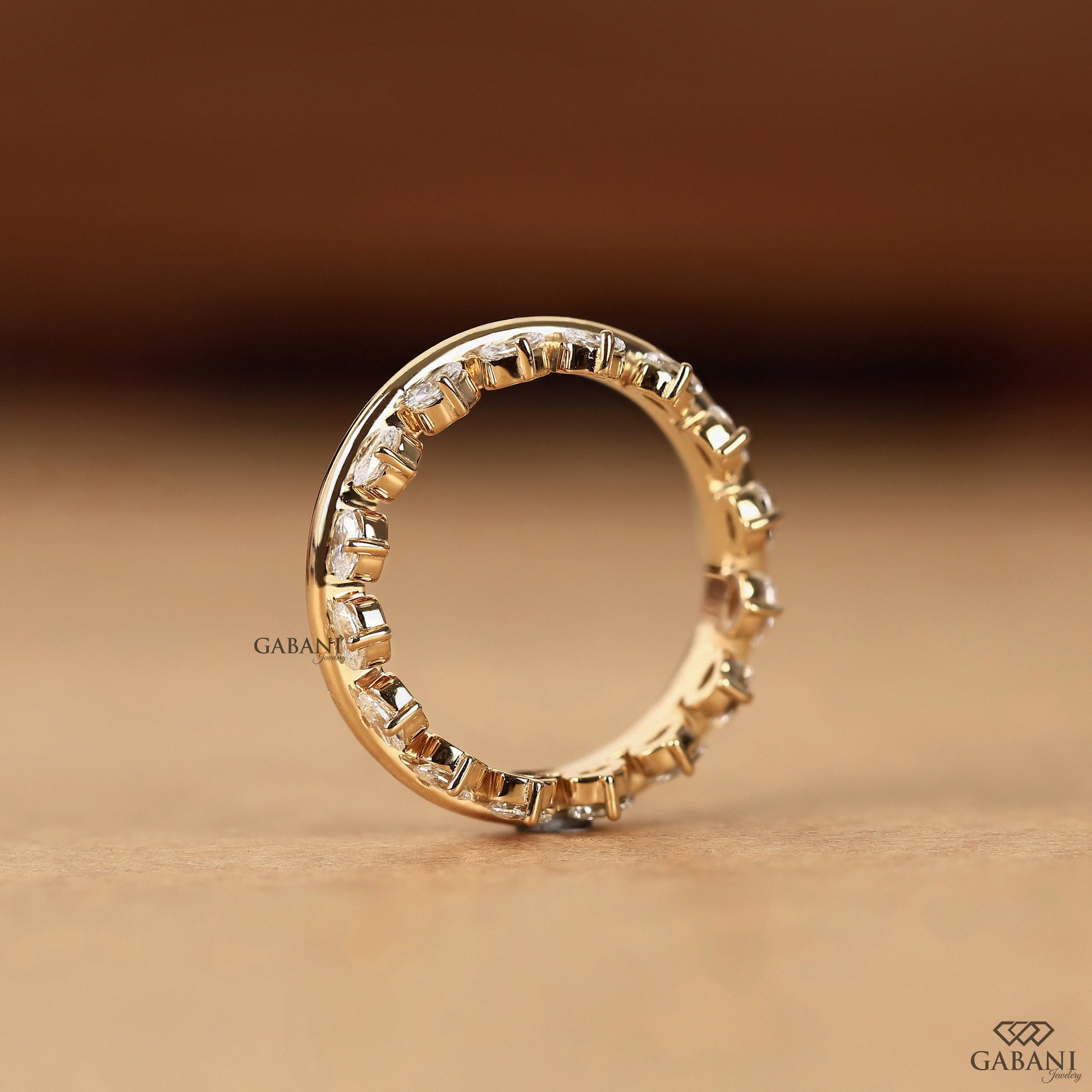 Lab grown diamond stacking band in solid gold