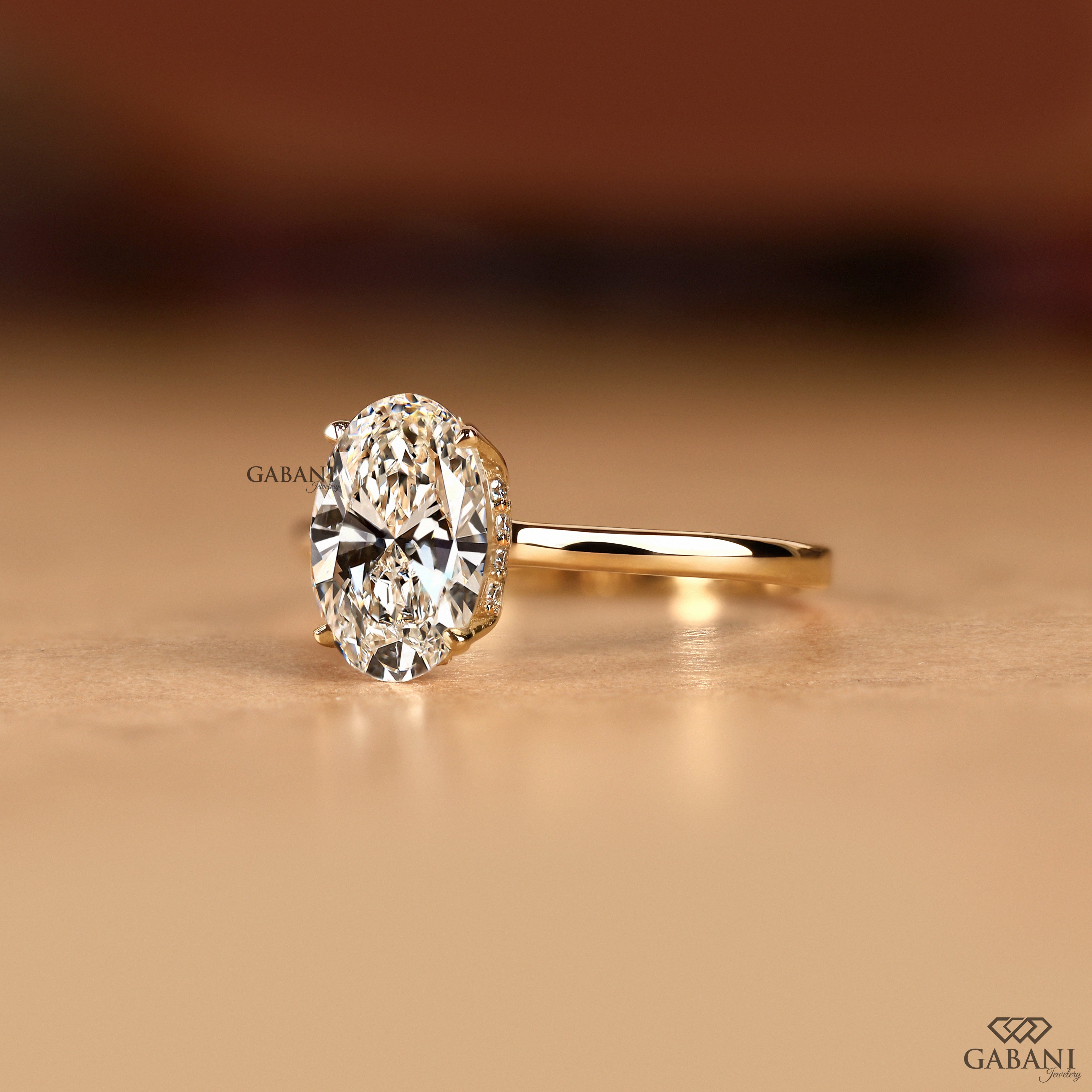 Elegant oval cut lab grown diamond ring featuring an IGI Certified center stone, hidden halo, and tulip setting, designed as a handcrafted engagement and bridal solitaire ring.