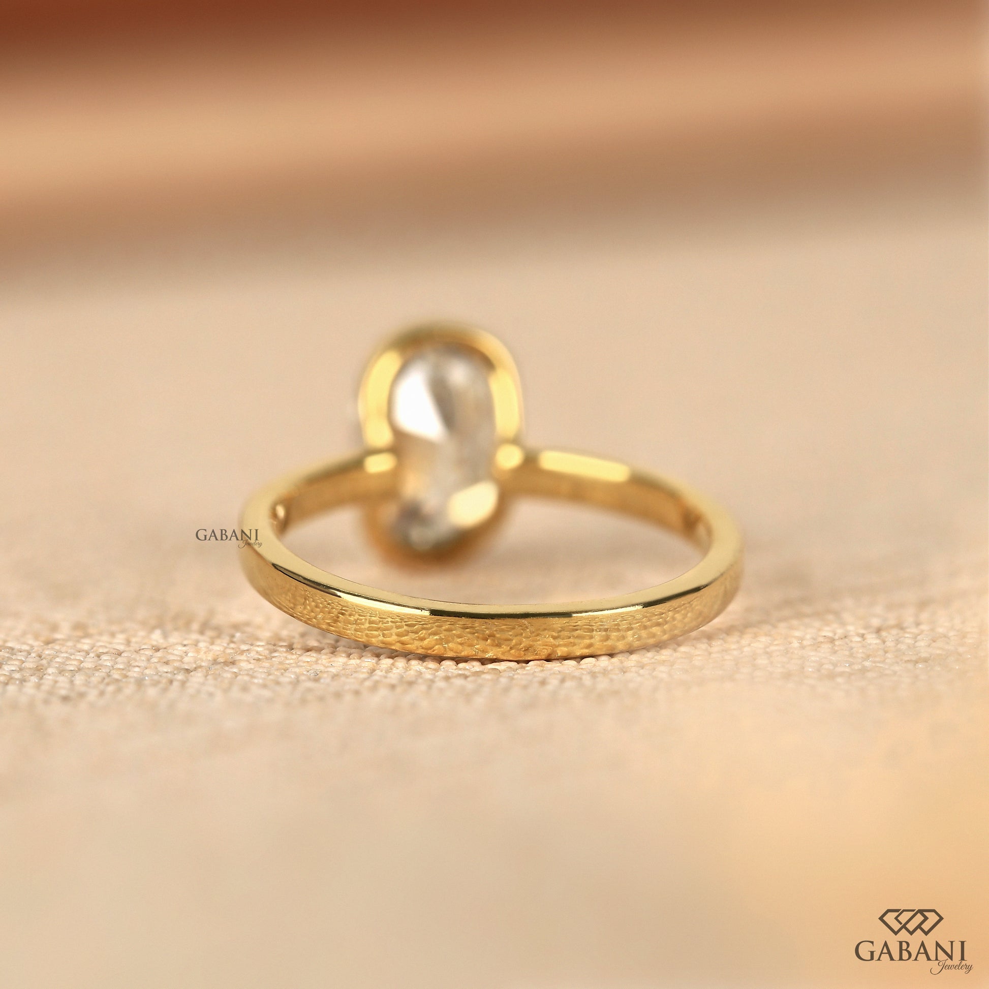 Comfort fit old mine cut lab grown diamond ring, solitaire design in yellow gold