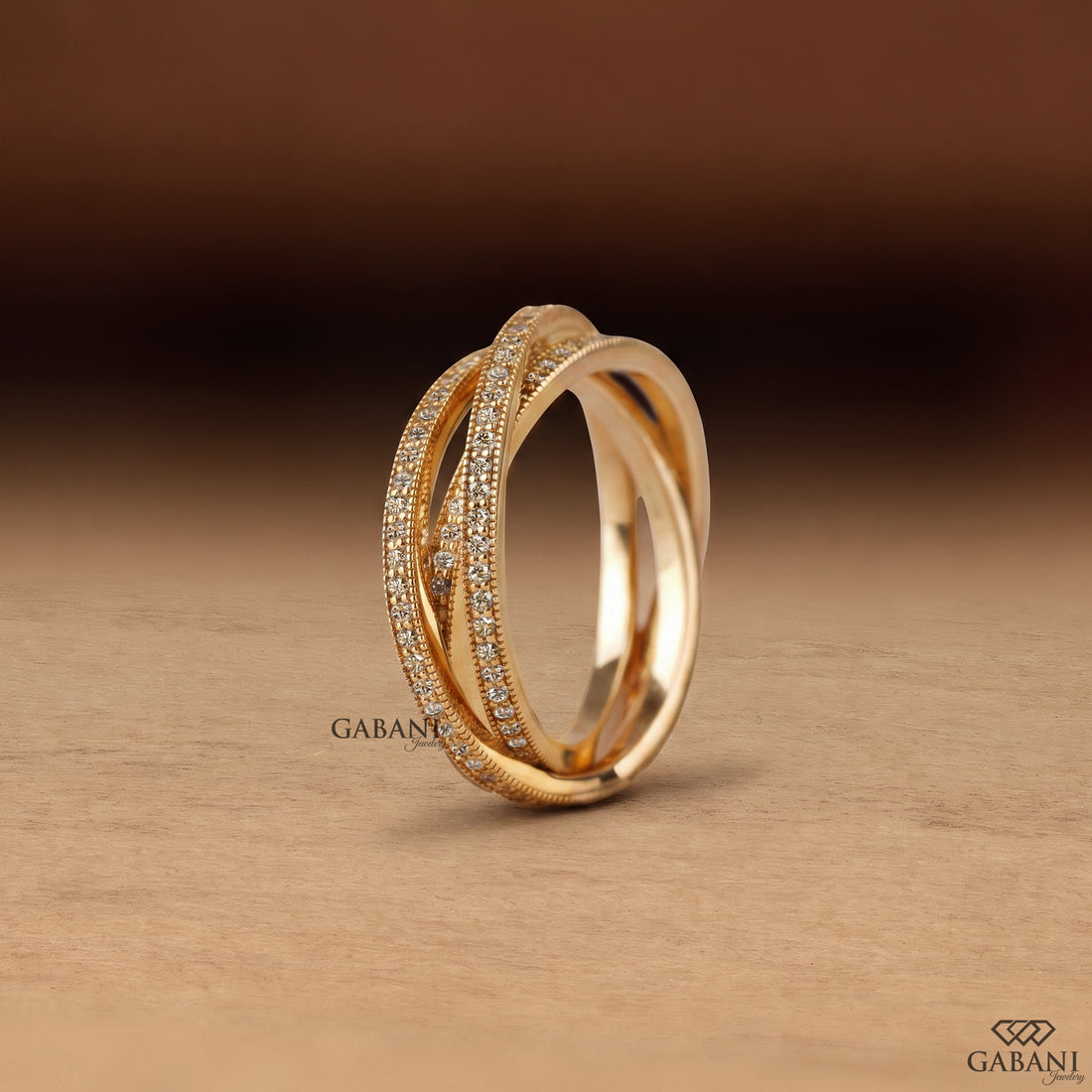 Pave set lab grown diamond wedding band with an elegant criss cross design