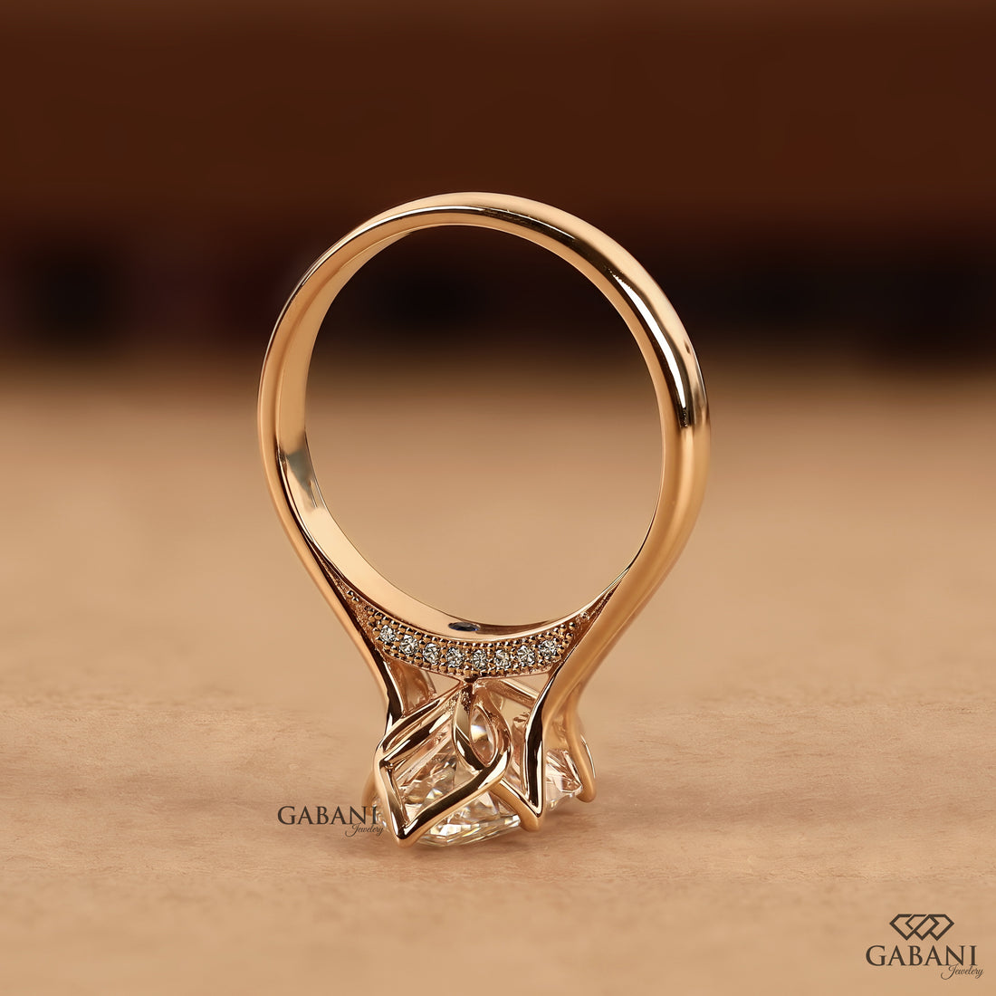 Marquise cut proposal ring featuring an IGI certified lab created diamond