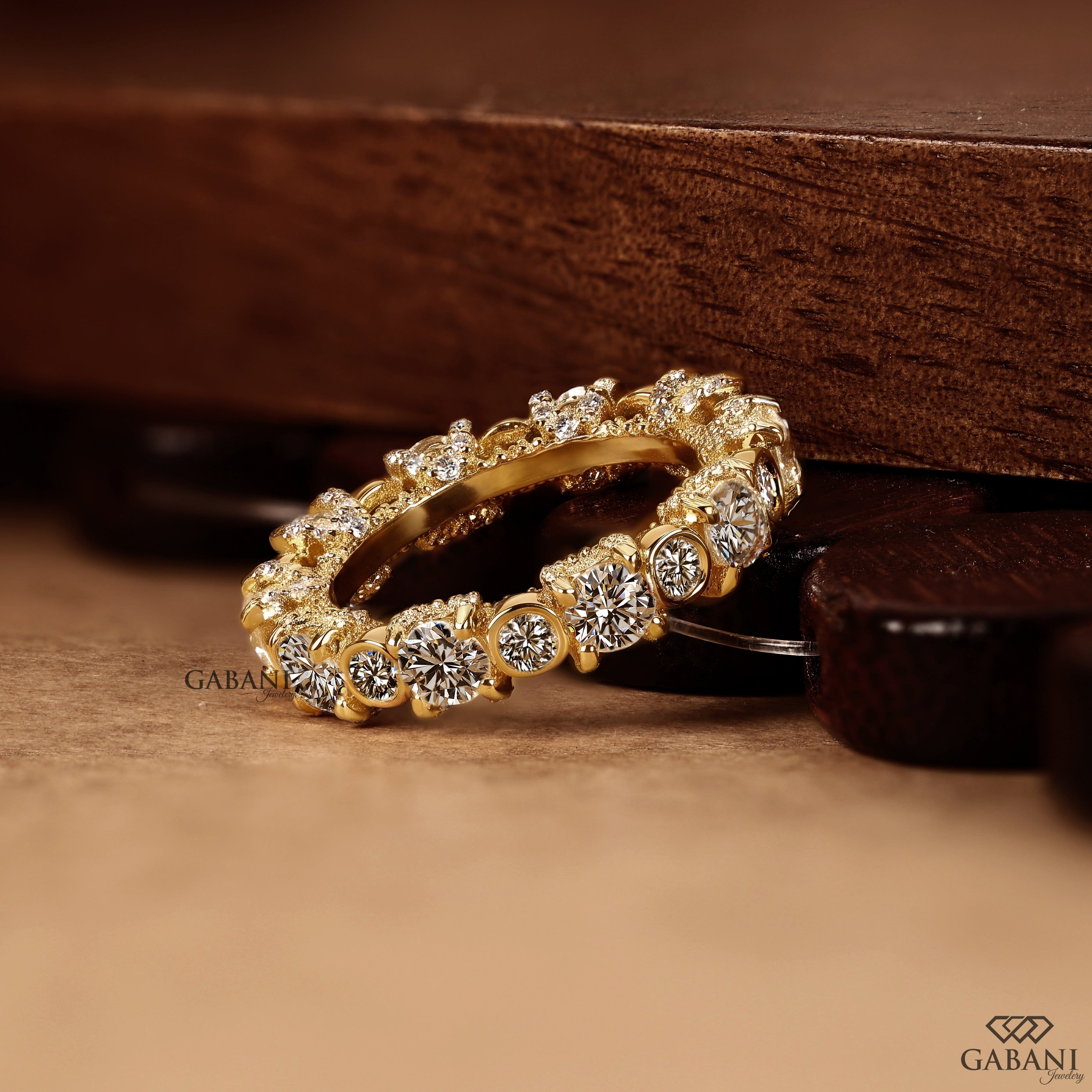 Diamond wedding band for her with round cut lab grown diamonds

