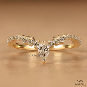 V Shaped Chevron Wedding Band, Lab Grown Diamond Band