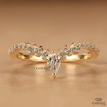 V Shaped Chevron Wedding Band, Lab Grown Diamond Band