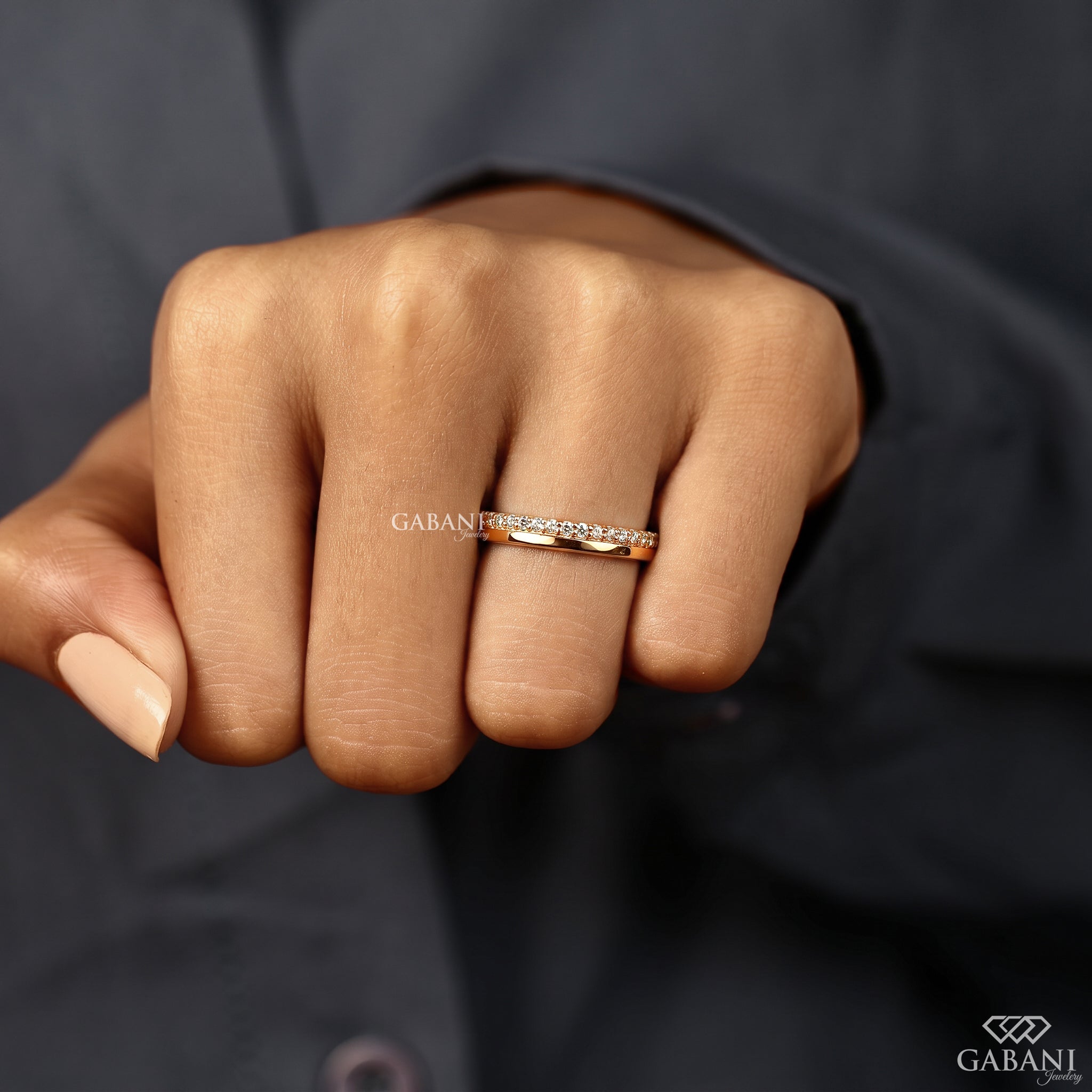 natural diamond half eternity wedding band
