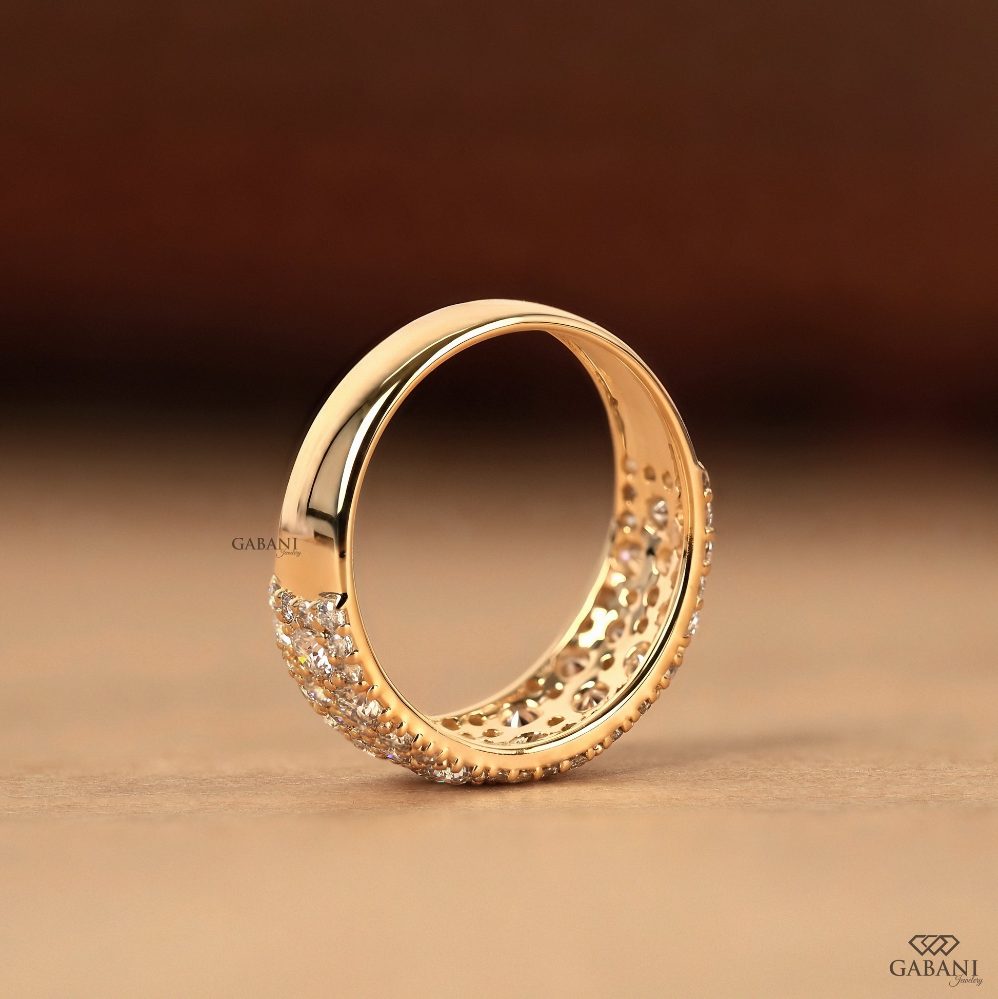 round lab diamond wedding ring in solid gold wide comfort fit band