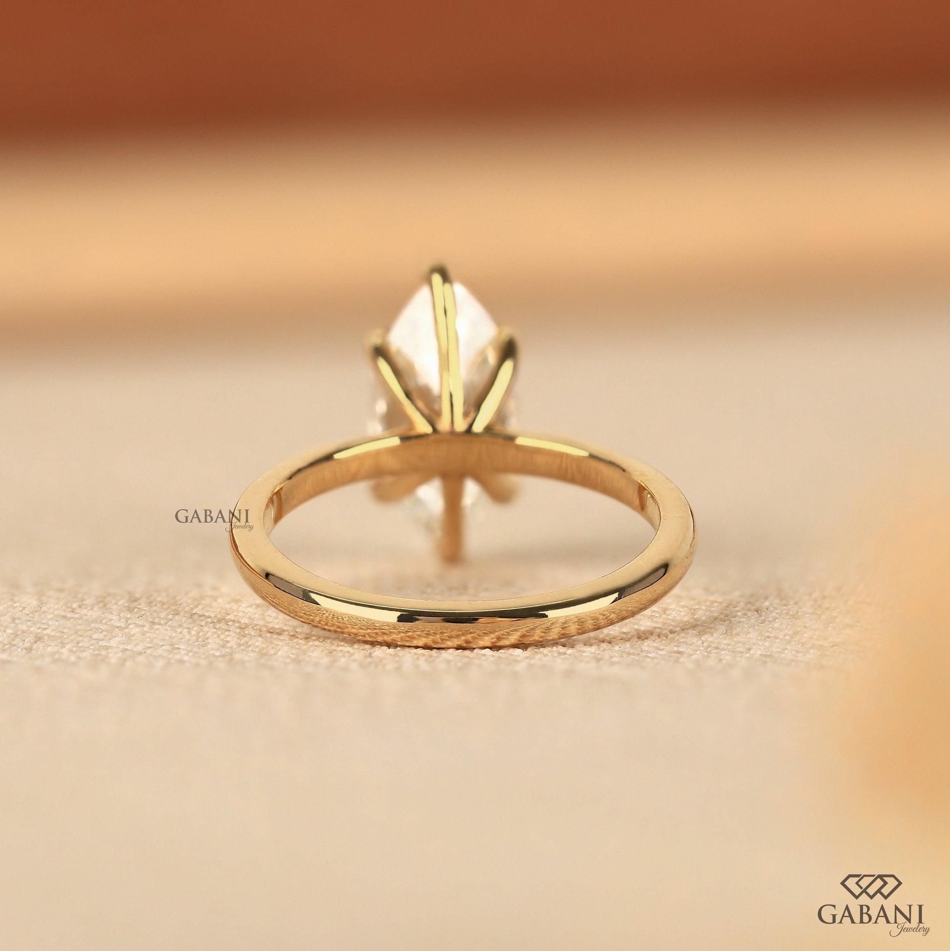 Eco friendly marquise lab created diamond solitaire ring
