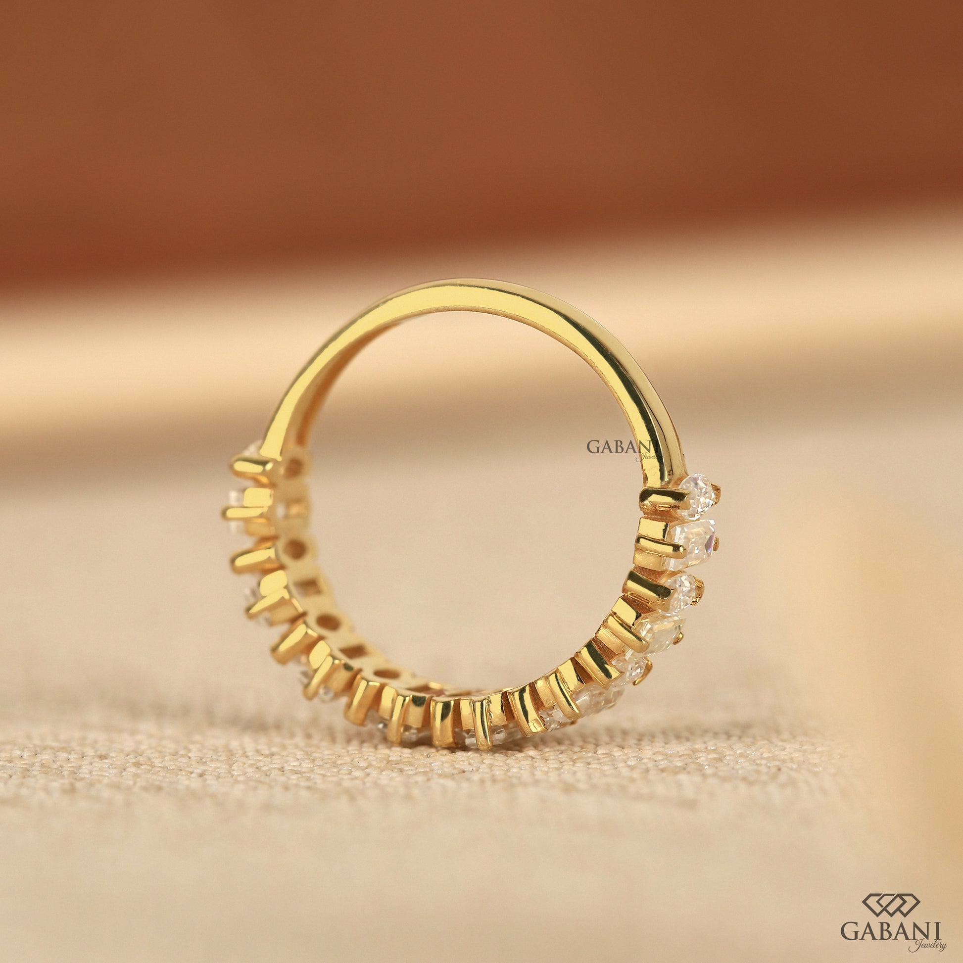 Marquise and baguette lab diamond alternative set band for gifting